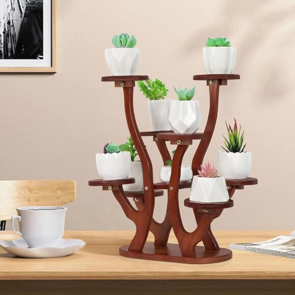 9-Pot Mini Succulent Stand, Multi-Layer Small Plant Display Shelf for Windowsill - Picture 3 of 7